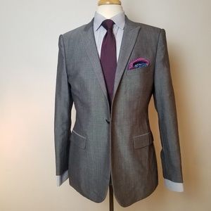 Rag and Bone Suit Gray One Button Peak Lapels